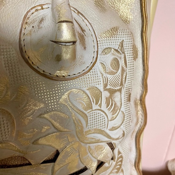 Patricia Nash extra large genuine leather shopper bag beige gold very good. - Picture 2 of 10